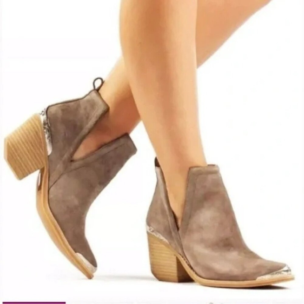 Jeffrey Campbell Cromwell Suede Cut Out Western Ankle Boots